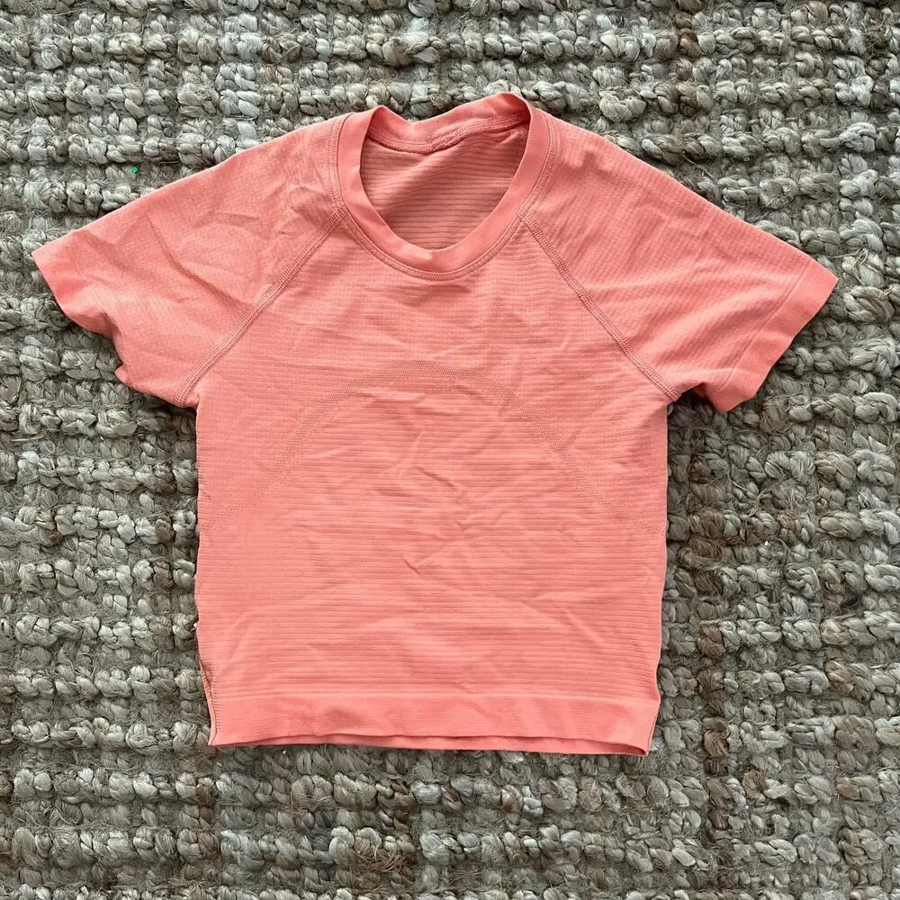 Lululemon Swiftly Tech Cropped Short Sleeve Shirt Coral Pink Size 2